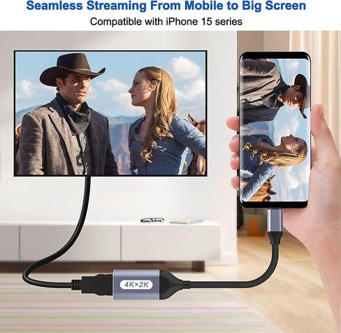USB C to HDMI Adapter 4K@60Hz, Thunderbolt to HDMI Adapter, Type C HDMI Converter, USB-c to hdmi Cable, Compatible with Laptop MacBook Pro/Air, iPhone 15, Dell, HP, Pixelbook, Thinkpad, Surface, etc. in Saudi Arabia