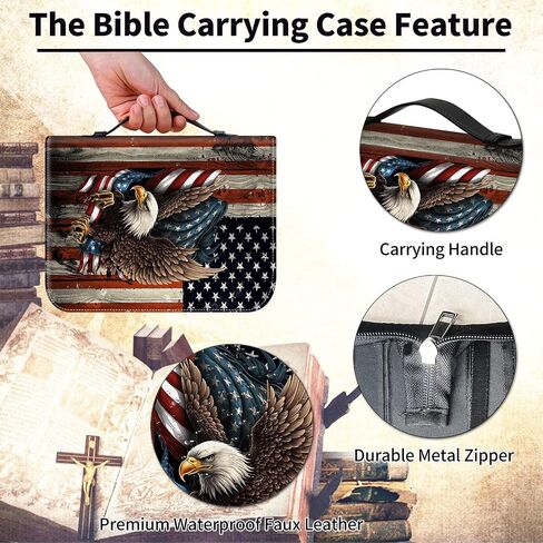 Bible Cover for Men,Large Leather Bible Case Fit Book Up to 11x8x2.4 in, Isaiah 41:10 Bible Covers Bible Study Carrier Church Bags w/Handle & Zipper in Saudi Arabia