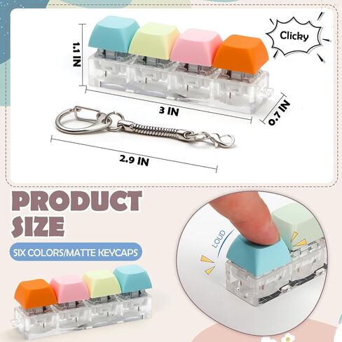 SCIONE 6 Pcs Keyboard Fidget Toy, Fidget Clicker Keyboard Fidget Keychain Keyboard Decompression Toys, ADHD Anxiety Stress Relief Toys for Adults, Easter Classroom Prizes Return Gifts for Kids in Saudi Arabia
