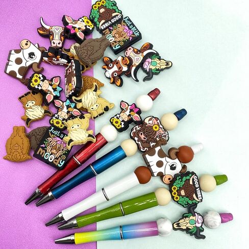 100pcs السيليكون بؤري الخرز Bulk 100 deisgns شخصيات ماما المعلم Howdy Nurse Cactus Coffee Dog Pucal Beads for Ancles Keychains Making DIY Making (100Designs Beads Beads) in Kuwait
