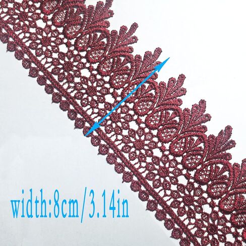 15-Yard Dark Red Lace Ribbon for Sewing, Decorative Trim, Fabric by The Yard, 3.54in Wide, Perfect for DIY, Wedding, Party Decorations, and Fashion Design in Saudi Arabia