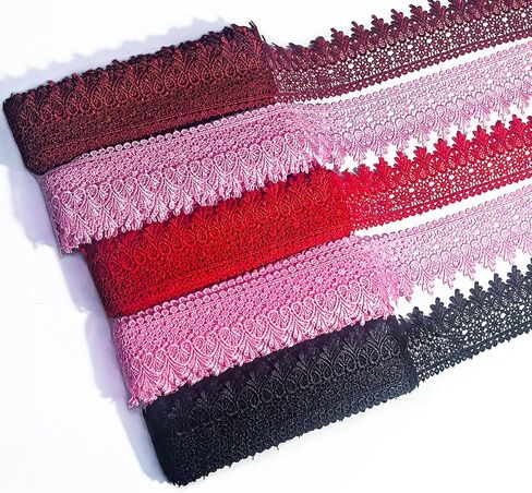 15-Yard Dark Red Lace Ribbon for Sewing, Decorative Trim, Fabric by The Yard, 3.54in Wide, Perfect for DIY, Wedding, Party Decorations, and Fashion Design in Saudi Arabia
