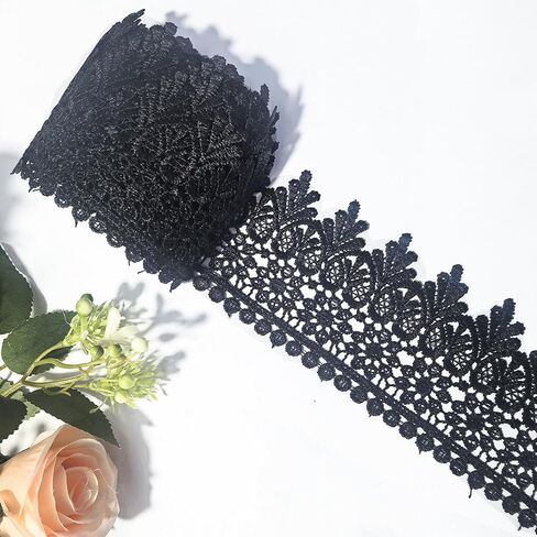 15-Yard Dark Red Lace Ribbon for Sewing, Decorative Trim, Fabric by The Yard, 3.54in Wide, Perfect for DIY, Wedding, Party Decorations, and Fashion Design in Saudi Arabia