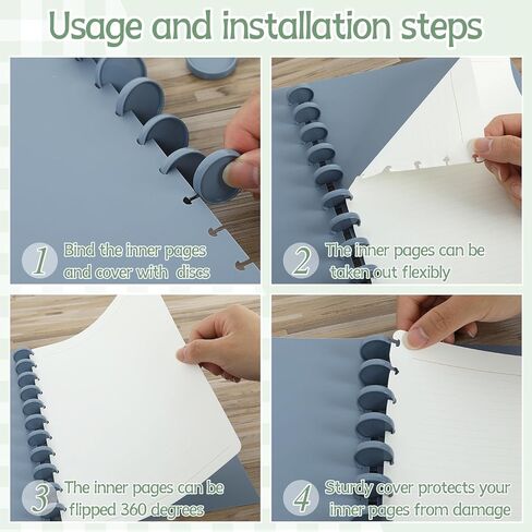 gisgfim 5 Set Discbound Notebook Cover and Disc Set 8.5 x 11.75 inch Inch Poly Cover with Disc Discbound Notebook Accessories for School Office Subject Document (Macaron Color) in Kuwait