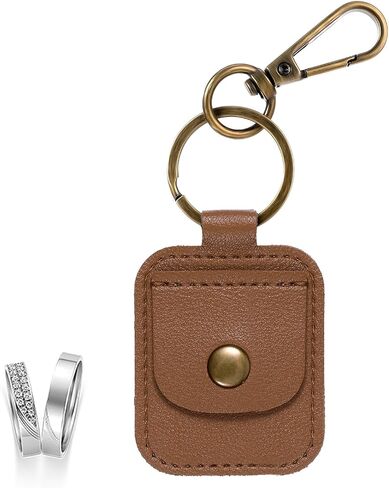Leather Ring Holder Keychain, Portable Gym Ring Holder Jewelry Holder Keychain Ring Holder Keychain Pouch for Gym Leather Jewelry Travel Pouch for Wedding Ring and Necklaces Women Men Gift (Black) in Saudi Arabia