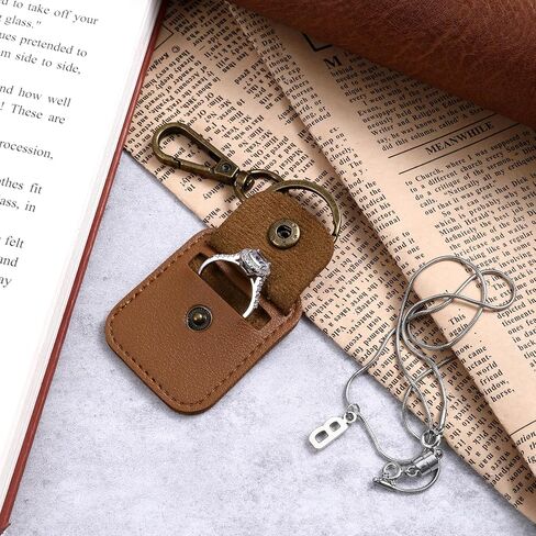 Leather Ring Holder Keychain, Portable Gym Ring Holder Jewelry Holder Keychain Ring Holder Keychain Pouch for Gym Leather Jewelry Travel Pouch for Wedding Ring and Necklaces Women Men Gift (Black) in Saudi Arabia