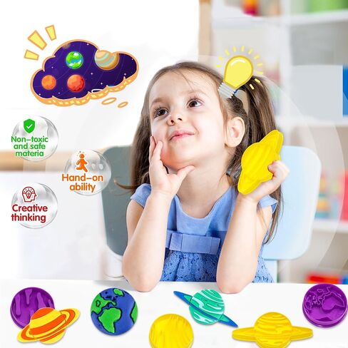 DoodleDoo Modeling Clay for Kids Toddlers Art Clay Kit 5 Colors Plasticine with Tools Color Dough Tool Set Colored Soft Sculpting Clay Toys Gifts for Age 3 4 5 6 7 8+ Children(Planet) in Saudi Arabia