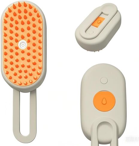 Cloud Care Cat Brush With Steam - 3-in-1 Self-Cleaning Pet Hair Brush for Shedding, 360 Rotating Arm, Detachable Silicone Bristle Head (Orange) in Saudi Arabia