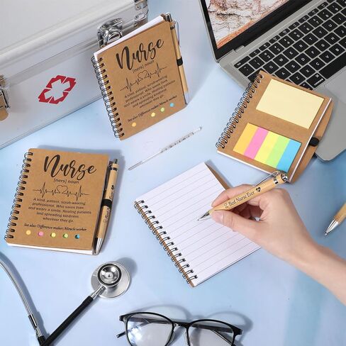 48 Sets Nurse Appreciation Gifts Bulk 2025 Thank You Gift Notebook with Sticky Notepad Index Tabs with Bamboo Ballpoint Bulk for Nurse Week Medical Graduation Party in Saudi Arabia