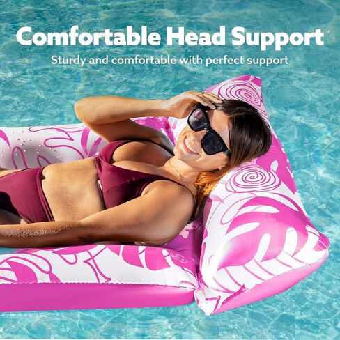 Sloosh Inflatable Pool Floats Adults - Large Pool Float Tanning Raft with Headrest, Keep Cool Above Water Swimming Pool Floaties Beach Lake Party Supplies in Saudi Arabia