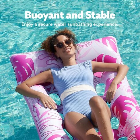 Sloosh Inflatable Pool Floats Adults - Large Pool Float Tanning Raft with Headrest, Keep Cool Above Water Swimming Pool Floaties Beach Lake Party Supplies in Saudi Arabia
