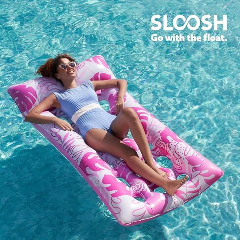 Sloosh Inflatable Pool Floats Adults - Large Pool Float Tanning Raft with Headrest, Keep Cool Above Water Swimming Pool Floaties Beach Lake Party Supplies in Saudi Arabia