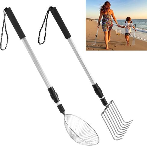 CIEOVO 2 Pack Shark Tooth Sifter Clam Rake and Beach Sand Sifter Sand Scoop Shell Scooper for Summer Beach Scoop Shovel Sifter Tool Picking Up Shells in Saudi Arabia