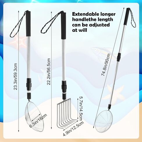 CIEOVO 2 Pack Shark Tooth Sifter Clam Rake and Beach Sand Sifter Sand Scoop Shell Scooper for Summer Beach Scoop Shovel Sifter Tool Picking Up Shells in Saudi Arabia