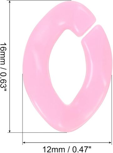 uxcell 200Pcs Acrylic Chain Linking Rings, Link Connectors Open Link Rings, Plastic C-Clip Hooks for DIY Purse Eyeglass Jewelry Making Chain, Pink in Kuwait