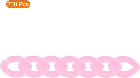 uxcell 200Pcs Acrylic Chain Linking Rings, Link Connectors Open Link Rings, Plastic C-Clip Hooks for DIY Purse Eyeglass Jewelry Making Chain, Pink in Kuwait