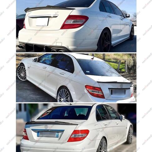 سبويلر خلفي متوافق مع 2008-2014 بنز W204 C-Class، نمط PSM منقار البط يناسب C180 C200 C250 C300 C350 C63 AMG، شفة جناح غطاء ذيل صندوق البط (أسود لامع) in Kuwait