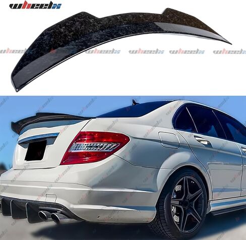 سبويلر خلفي متوافق مع 2008-2014 بنز W204 C-Class، نمط PSM منقار البط يناسب C180 C200 C250 C300 C350 C63 AMG، شفة جناح غطاء ذيل صندوق البط (أسود لامع) in Kuwait