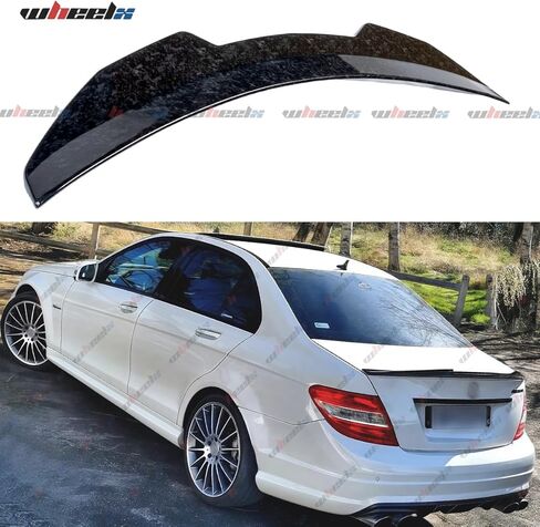 سبويلر خلفي متوافق مع 2008-2014 بنز W204 C-Class، نمط PSM منقار البط يناسب C180 C200 C250 C300 C350 C63 AMG، شفة جناح غطاء ذيل صندوق البط (أسود لامع) in Kuwait
