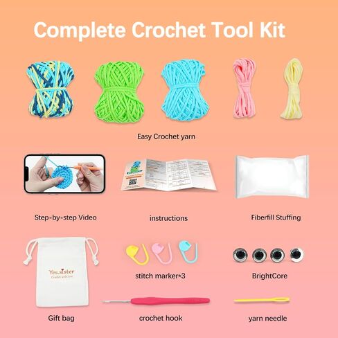 yes.sister! Octopus Crochet Kit for Beginners – DIY Amigurumi Kit with Soft Cotton Yarn, Video Tutorials & Step-by-Step Guide in Saudi Arabia