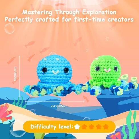 yes.sister! Octopus Crochet Kit for Beginners – DIY Amigurumi Kit with Soft Cotton Yarn, Video Tutorials & Step-by-Step Guide in Saudi Arabia