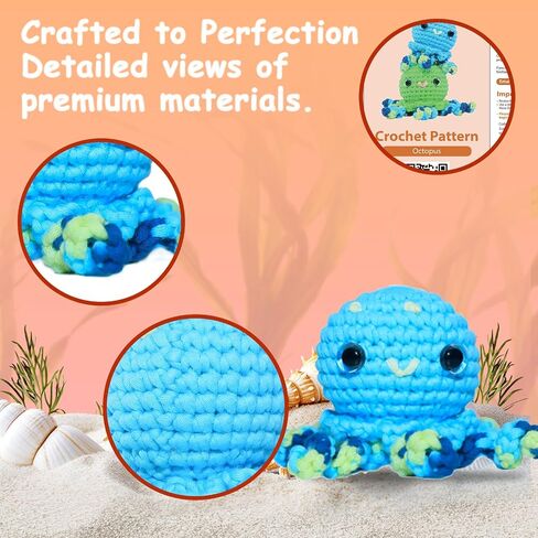 yes.sister! Octopus Crochet Kit for Beginners – DIY Amigurumi Kit with Soft Cotton Yarn, Video Tutorials & Step-by-Step Guide in Saudi Arabia