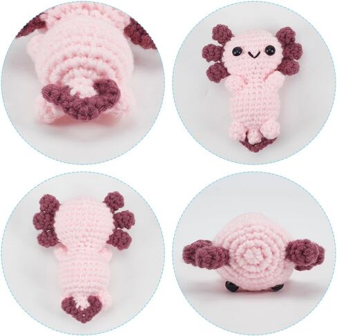 FreeBloss 4 مجموعة الكروشيه Kit Crochet Axolotl خيوط الكروشيه وخطاف مجموعة كروشيه Starter Kit مع فيديو تعليمي كروشيه طقم طقم للبالغين المبتدئين المتحمسين المتحمسين in Kuwait