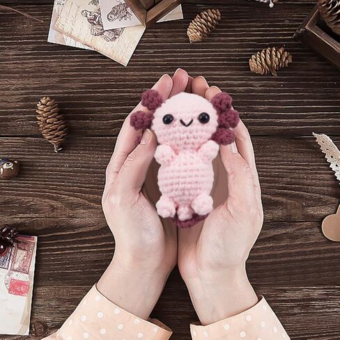 FreeBloss 4 مجموعة الكروشيه Kit Crochet Axolotl خيوط الكروشيه وخطاف مجموعة كروشيه Starter Kit مع فيديو تعليمي كروشيه طقم طقم للبالغين المبتدئين المتحمسين المتحمسين in Kuwait
