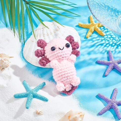 FreeBloss 4 مجموعة الكروشيه Kit Crochet Axolotl خيوط الكروشيه وخطاف مجموعة كروشيه Starter Kit مع فيديو تعليمي كروشيه طقم طقم للبالغين المبتدئين المتحمسين المتحمسين in Kuwait