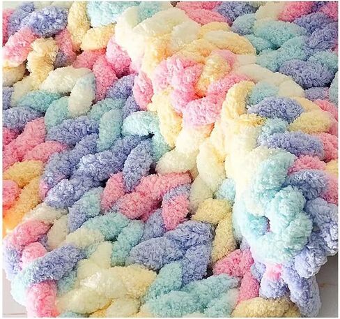 2 Skeins Chunky Chenille Yarn for Blanket, Super Soft Thick Fluffy Jumbo Chunky Chenille-Style Polyester Arm Knit Finger Yarn for Home Décor Projects 500g (Rose Pink) in Saudi Arabia