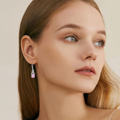 Square Princess Cut Dangle Drop Earrings 925 Sterling Silver Infinity Leverback Earrings Birthstone Jewelry Gifts for Women in Kuwait