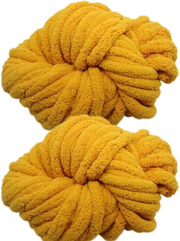 2 Skeins Chunky Chenille Yarn for Blanket, Super Soft Thick Fluffy Jumbo Chunky Chenille-Style Polyester Arm Knit Finger Yarn for Home Décor Projects 500g (Rose Pink) in Saudi Arabia