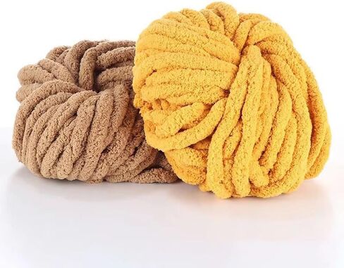 2 Skeins Chunky Chenille Yarn for Blanket, Super Soft Thick Fluffy Jumbo Chunky Chenille-Style Polyester Arm Knit Finger Yarn for Home Décor Projects 500g (Rose Pink) in Saudi Arabia