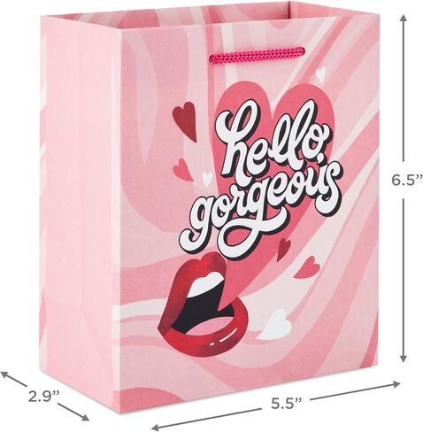 Hallmark 8" Medium Valentine's Day Gift Bags with Tissue Paper (3 Bags: Red with Black, Pink, White Stripes and Hearts) in Kuwait