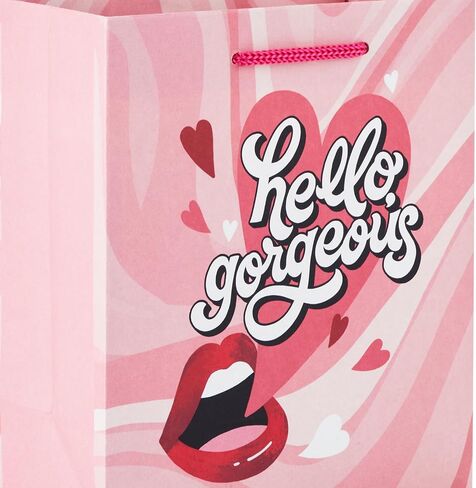 Hallmark 8" Medium Valentine's Day Gift Bags with Tissue Paper (3 Bags: Red with Black, Pink, White Stripes and Hearts) in Kuwait