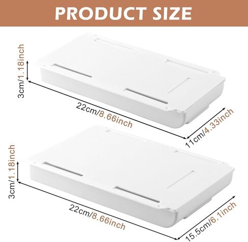 HONUTIGE Under Desk Drawer, 2 Pack Large & Small Under Desk Organizer Self-Adhesive Drawer for Under Desk Slide Out Under Table Storage Attachable Under Desk Storage for Office, Classroom, Home Black in Kuwait