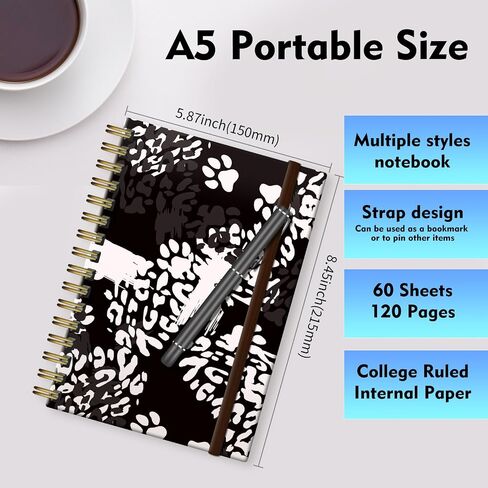 دفتر Notebook Spiral Journal ، A5 Cute Notebooks for Women Men ، حكمت الكلية دفتر Grardcover للعمل والملاحظات ، 60 صفحة مزدوجة الأسلاك لكتابة عباد الشمس البيضاء in Kuwait