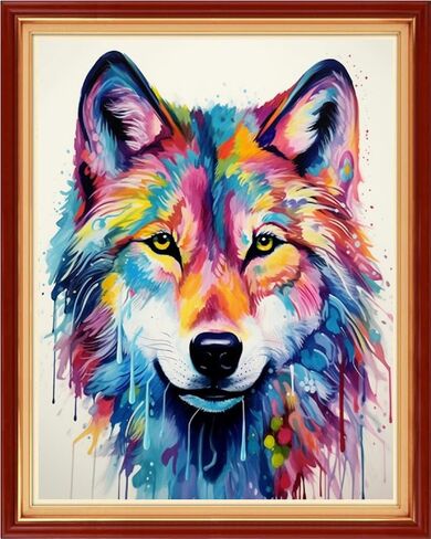 Dooxvey Cross Stitch Kits for Adults Stamped Full Range of Embroidery Starter Kits for Beginners 11CT Printed Cross Stitch Patterns Needlepoint Kits Stamped Crossstitching-Rainbow Wolf 16x20 inch in Kuwait