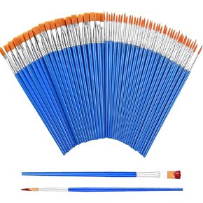 Small Paint Brushes Bulk, 60 Pcs Flat Tip Round Acrylic Paint Brushes, Nylon Hair Craft Paint Brushes for Kids, Paint Brushes for Acrylic Painting Oil Watercolor Canvas Face Painting