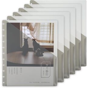 6Pcs Letter Size Discbound Pocket Dividers Note-Taking Discbound Tab Dividers 8.5 × 11" Discbound Pocket Pages with Double Pocket Disc Bound Letter Pocket Binder Index Dividers for Discbound Notebook