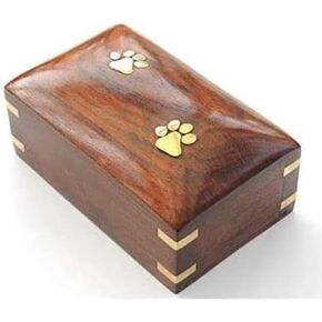 KAM Home Rosewood BET URN سلمية للحيوانات الأليفة التذكارية التذكارية جرة ، جرة حرق صناديق الصور للكلاب ، القطط ، الجرار التذكار للرماد ، جرة الصندوق الخشبي (اثنين من الكفوف) (S - 6x4x2.75)