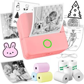 8 Rolls Mini Sticker Printer Portable Label Photo Maker Pocket Machine with 800Pcs Stickers Inkless Thermal Bluetooth Stickers Printer for Study Gift Photos DIY Creation List Work