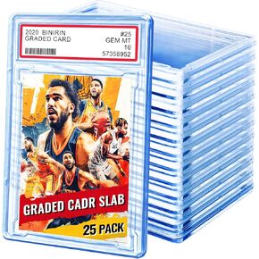 25 PCS حامل بطاقة متدرج ، ألواح تخزين CARD CARD STORGY PSA - حالة عرض TCG مع وضع الملصقات القابلة للتخصيص ، الابازيم الآمنة ، 5.1x3.5x0.2 بوصة - مسح الأكريليك