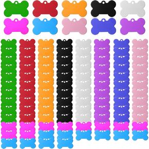 100 PCS فارغ الكلب معرف الهوية العلامات رقم للنقش 38 مم من الألومنيوم العظم اسم العلامة الملونة