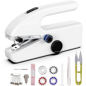 Handheld Sewing Machine,Two dear,Mini sewing machine,Easy to Use and Fast Stitch Suitable for Clothes,Fabrics, DIY Home Travel Electric Handheld Sewing Machine for Beginners(White)
