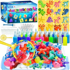 Fadawu 24 Gels Magic Water Toy Kit - Aqua Fairy Water Gel Kits with 16 ambers ، Diy Squishy Maker for Kids ، Water Pets Squishies Toys ، Form