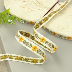 Idongcai Lace Trim Flower Jacquard Ribbon Bowknot Material Lace Trim-Embroidery Chaking DIY Art Craft Supply for Scrapbooking ، Wig Glapp (Yellow)
