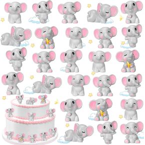 36 Pcs Mini Elephant Animals Miniature Figurines Toys Elephant Cake Toppers Resin Miniature Moss Landscape DIY Terrarium Crafts Ornament for Baby Shower Party Cake Decor