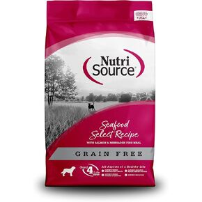 NutriSource Seafood Select Grain Free Dry Dog Food, Salmon and Menhaden Fish Meal, 26LB