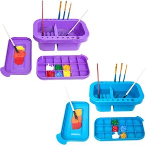 MyLifeunit Paint Brush Cleaner ، حامل فرشاة الطلاء 2 حزمة ومنظمي مع لوحة للاكريليك والألوان المائية والدهانات القائمة على الماء (الأرجواني والأزرق)
